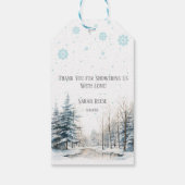 Winter Wonderland Kerst Baby shower Cadeaulabel (Achterkant)