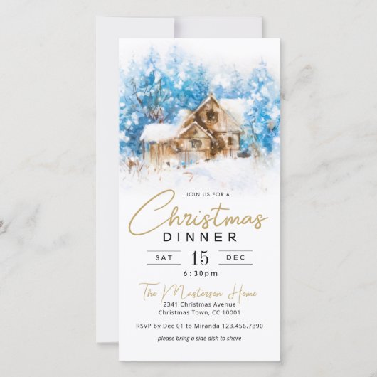 Winter Wonderland kerstdiner uitnodiging (Voorkant)