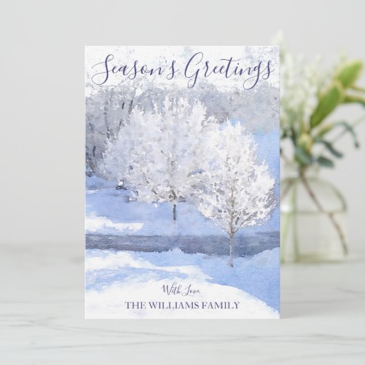 Winter Wonderland Kerstfeest Achterfoto Feestdagenkaart (Staand voorkant)