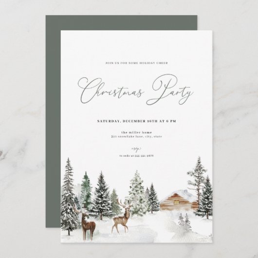 Winter Wonderland Kerstfeest uitnodiging (Voorkant / Achterkant)