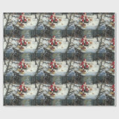 Winter Wonderland Kerstkerstman en deer Cadeaupapier (Vlak)