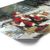 Winter Wonderland Kerstkerstman en deer Poster (Hoek)