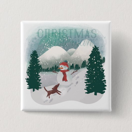 Winter Wonderland - Kerstman Vierkante Button 5,1 Cm (Voorkant)