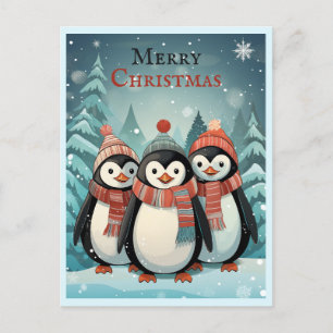 Winter Wonderland Kerstmis Pinguïns Groeten Briefkaart
