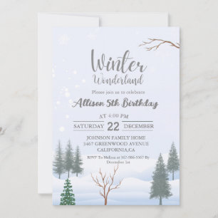Winter Wonderland Kerstmis Verjaardagsfeestje Kaart