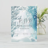 Winter Wonderland, Kerstverlichting RSVP Kaart (Staand voorkant)