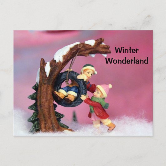 Winter Wonderland Kinder boomschommel Briefkaart (Voorkant)