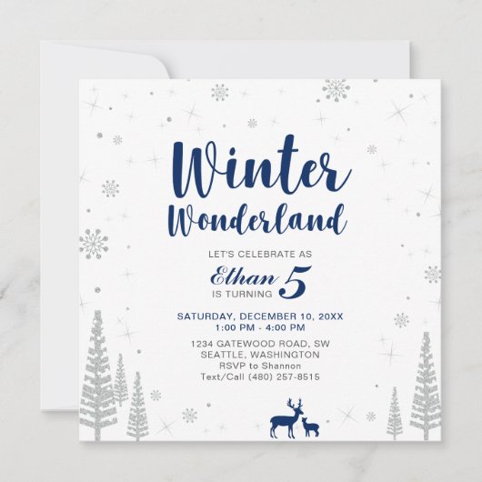 Winter Wonderland - Kinderdagenuitnodiging - Jonge Kaart (Voorkant)
