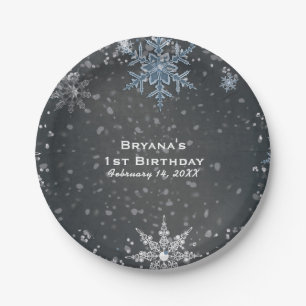 Winter Wonderland Krijt Blauw Grijs Aangepast Fees Papieren Bordje