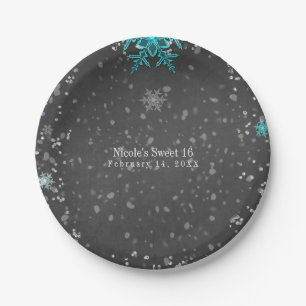 Winter Wonderland Krijt Teal & Paarse Aangepaste F Papieren Bordje