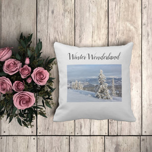 Winter Wonderland lichtgrijze sneeuwfoto Kussen