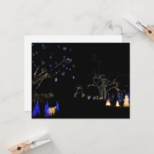 Winter Wonderland Lights Blue en White Holiday Kaart (Voorkant / Achterkant in situ)