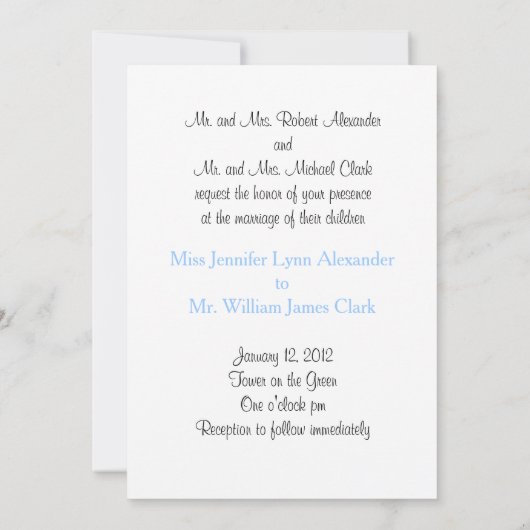 Winter Wonderland Mariage, Elegant Invitation (Dos)