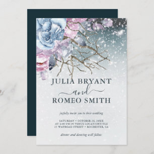 Winter Wonderland Mariage Floral neige Invitation