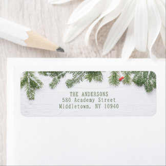 Winter Wonderland Merry Christmas Calligraphy Pine Etiket