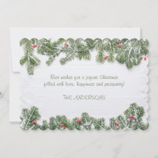 Winter Wonderland Merry Christmas Calligraphy Pine Feestdagenkaart
