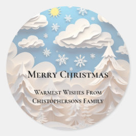 Winter Wonderland Merry Christmas Ronde Sticker