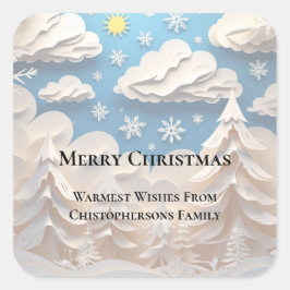 Winter Wonderland Merry Christmas Vierkante Sticker