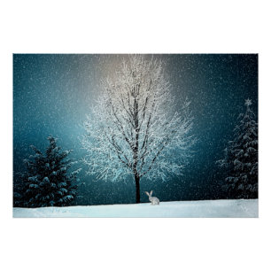 Winter Wonderland met konijn Perfect Poster