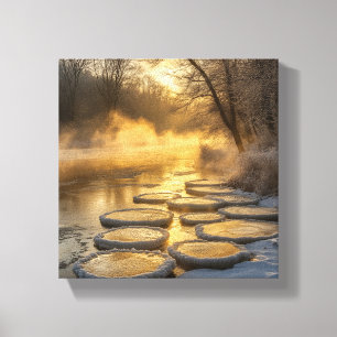 Winter Wonderland met Steam Rising Canvas Afdruk