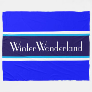 WINTER WONDERLAND Navy Himmels Koningsblauw Strepe Fleece Deken