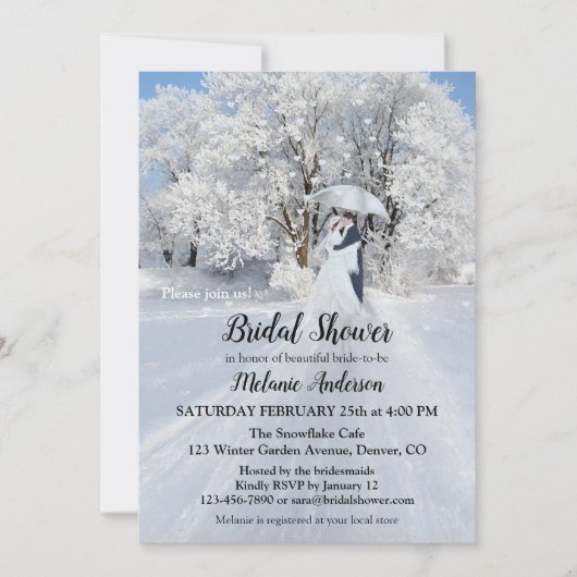 Winter Wonderland Neige nuptiale Invitation de dou (Devant)