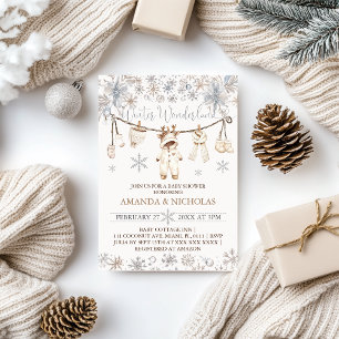 Winter Wonderland Neutral Clothesline Baby shower Kaart