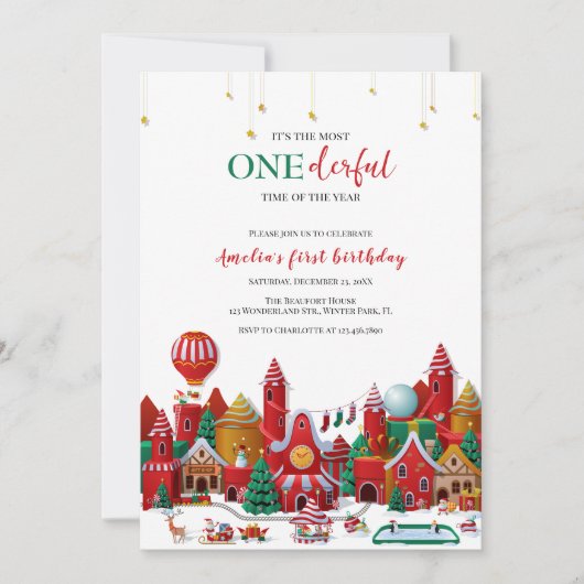 Winter Wonderland Onederful Kerstmis 1e Verjaardag Kaart (Voorkant)