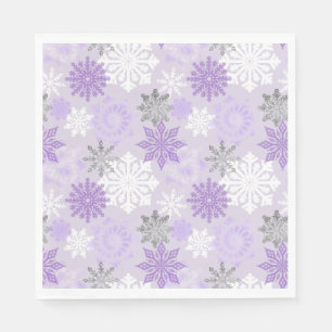 Winter Wonderland Paarse Glitter Snowflakes Servet