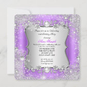 Winter Wonderland Paarse Silver Snowflake Kaart (Voorkant)