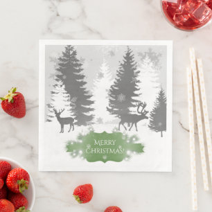 Winter Wonderland Paper Napkin - Green Servet
