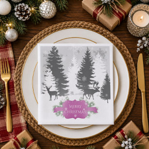 Winter Wonderland Papieren Servet - Magenta