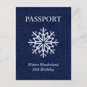 Winter Wonderland paspoort 18e verjaardag Briefkaart
