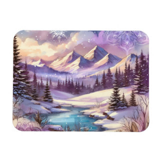 Winter Wonderland Patronen van Natuur Mountain Lak Magneet
