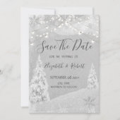 Winter Wonderland, pine Tree Grey Save the Date (Voorkant)