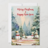 Winter Wonderland: Pine Trees and Snowmen Feestdagenkaart (Voorkant)