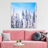 Winter Wonderland Pine Trees in sneeuw Canvas Afdruk (Insitu (Woonkamer))