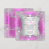 Winter Wonderland Pink Silver Snowflake Birthday 2 Kaart (Voorkant / Achterkant)