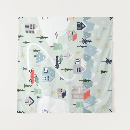 Winter Wonderland: poolkerstmis Beer Wandkleed (Voorkant (horizontaal))