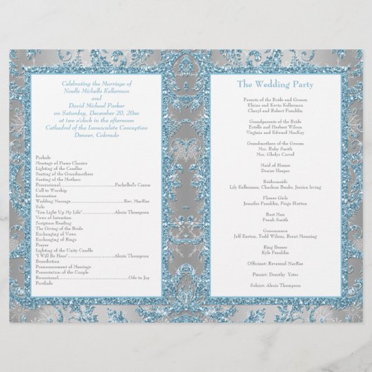 Winter Wonderland, Programme de mariage Coeurs (Dos)