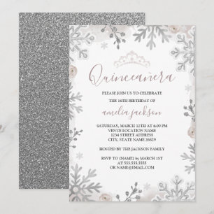 Winter Wonderland Quinceanera Blush Silver Kaart