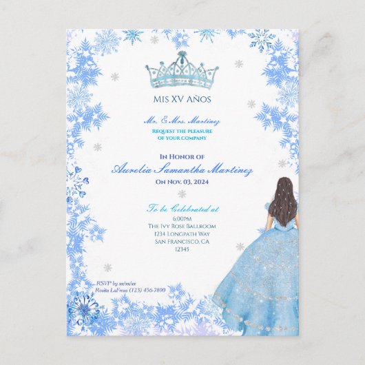 Winter Wonderland Quinceañera Invitation (Devant)
