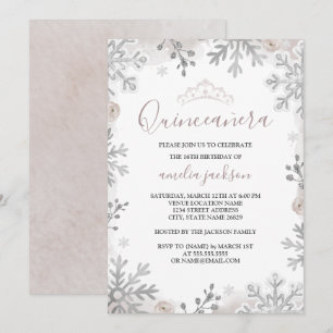 Winter Wonderland Quinceanera Silver Blush Kaart