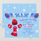 Winter Wonderland Red Birthday Invitation (Devant / Derrière)