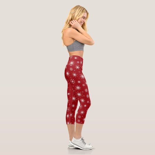 Winter Wonderland Red Leggings with Snowflakes (Droite)