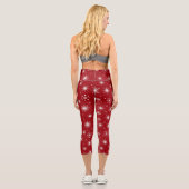 Winter Wonderland Red Leggings with Snowflakes (Verso)