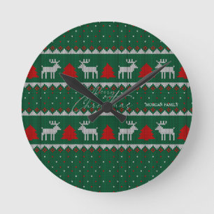 Winter Wonderland, Rendier Groen Dennengehout Ronde Klok