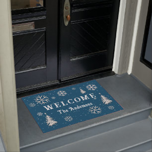 Winter Wonderland Rhinestones Blue Welcome Family Deurmat