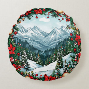Winter Wonderland Ronde Kussen Kerstversiering