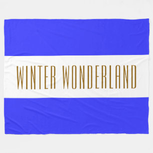 WINTER WONDERLAND Royal Blue White Stripes Fleece Deken